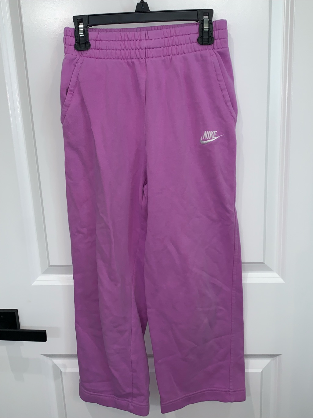 Nike Girls Lavender Jogger Pants With White Swoosh Tag